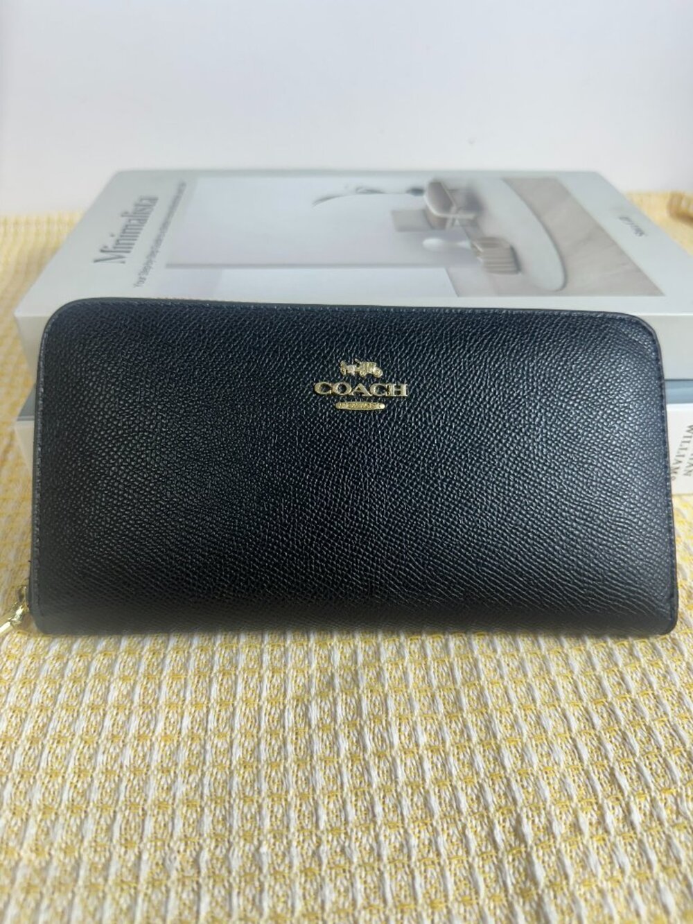 Coach Black Leather Zip Around Long Wallet